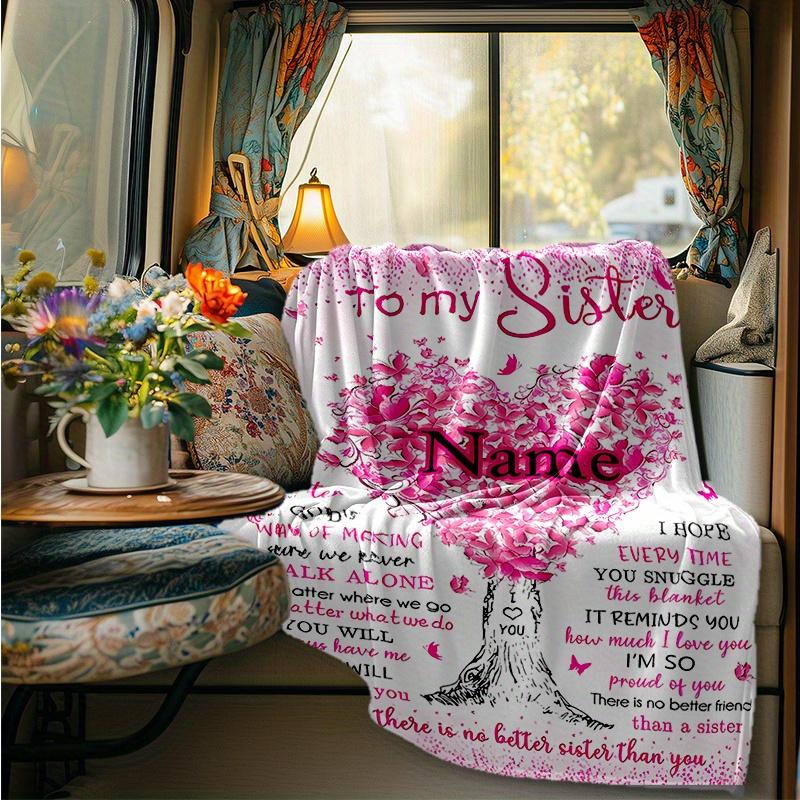 Sister Butterfly Jar Blanket Personalized Name Soft Comfortable Stylish Blanket Car Blanket Perfect For Travel Camping Outdoor Home Suitable For All