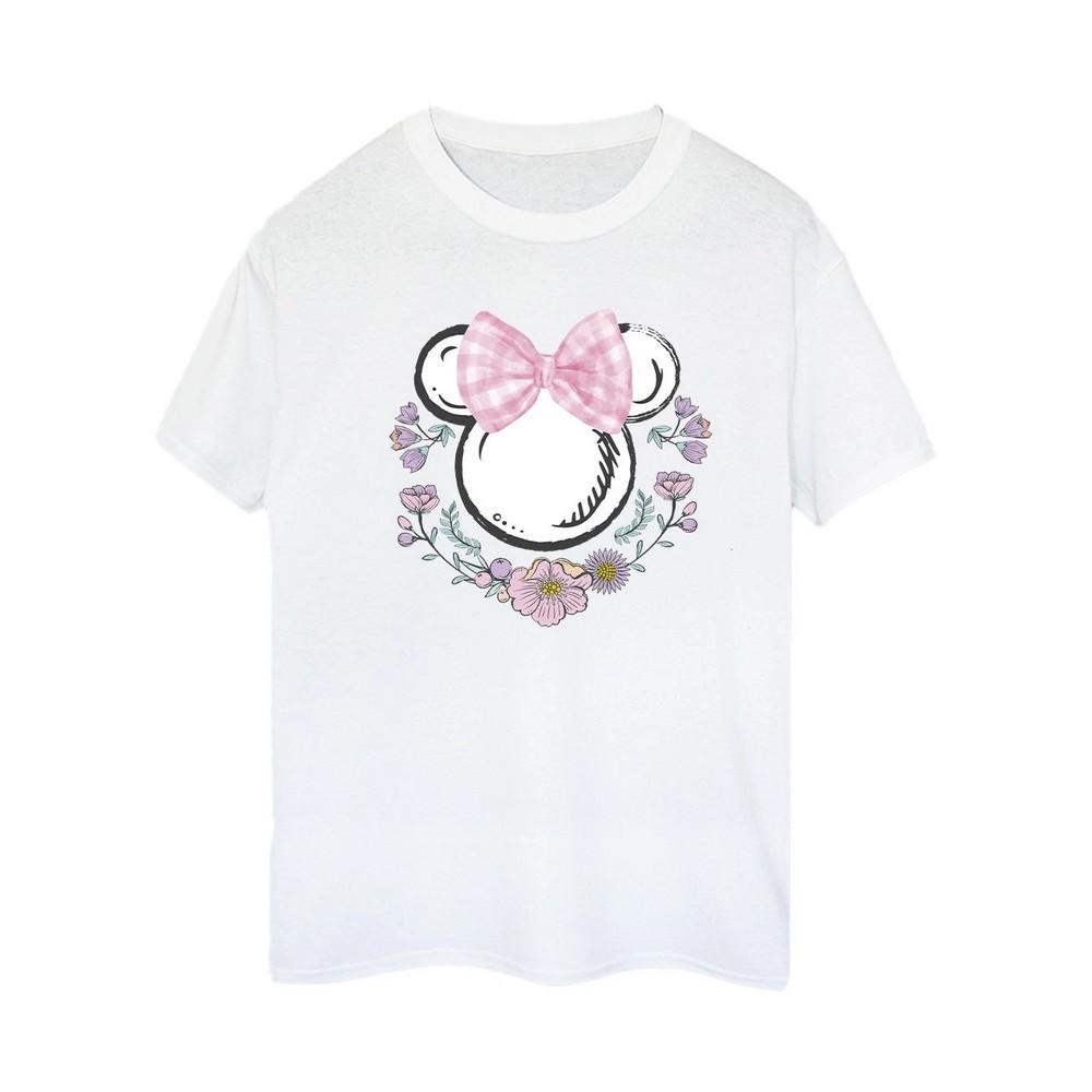 Disney Womens/Ladies Minnie Mouse Flowers Cotton Bow Boyfriend T-Shirt