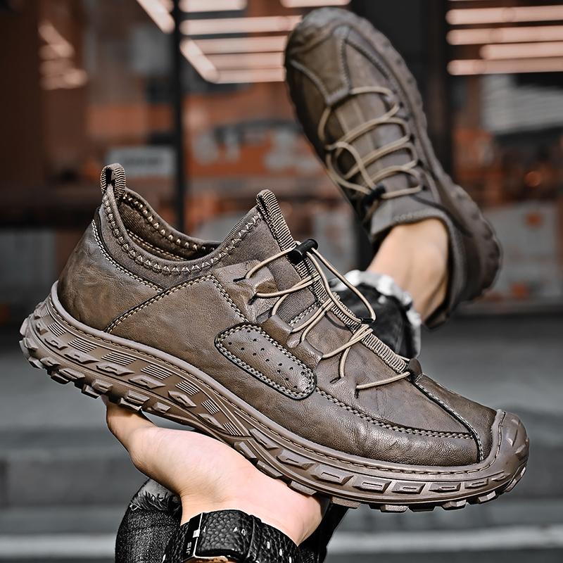 38-46 Men's Fashionable Solid Color Retro Casual Leather Shoes Outdoor Sports Casual Shoes Men Party Shoes