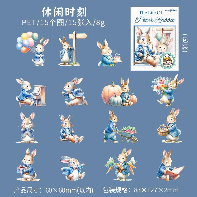 

15pcs/1lot kawaii Stationery Sticker Rabbit Life junk journal Decorative Scrapbooking DIY Craft Sticker