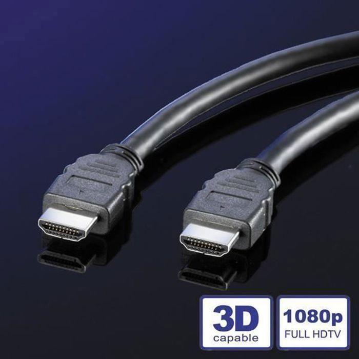 Câble de raccordement HDMI High Speed - Value - 3m - Noir - Gris - Blindé