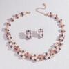 3PC Women's Fashion Multi Color Imitation Zircon Necklace Earrings Zircon Set Wedding Party Festival Gift-8352