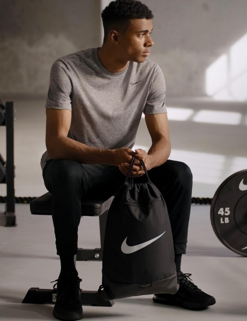 Nike Brasilia Drawstring Gym Sports Training Size Unavailable Men's 9.5 Sack, Lightweight, Casual, Bag, DM3978, Black/Black/White,