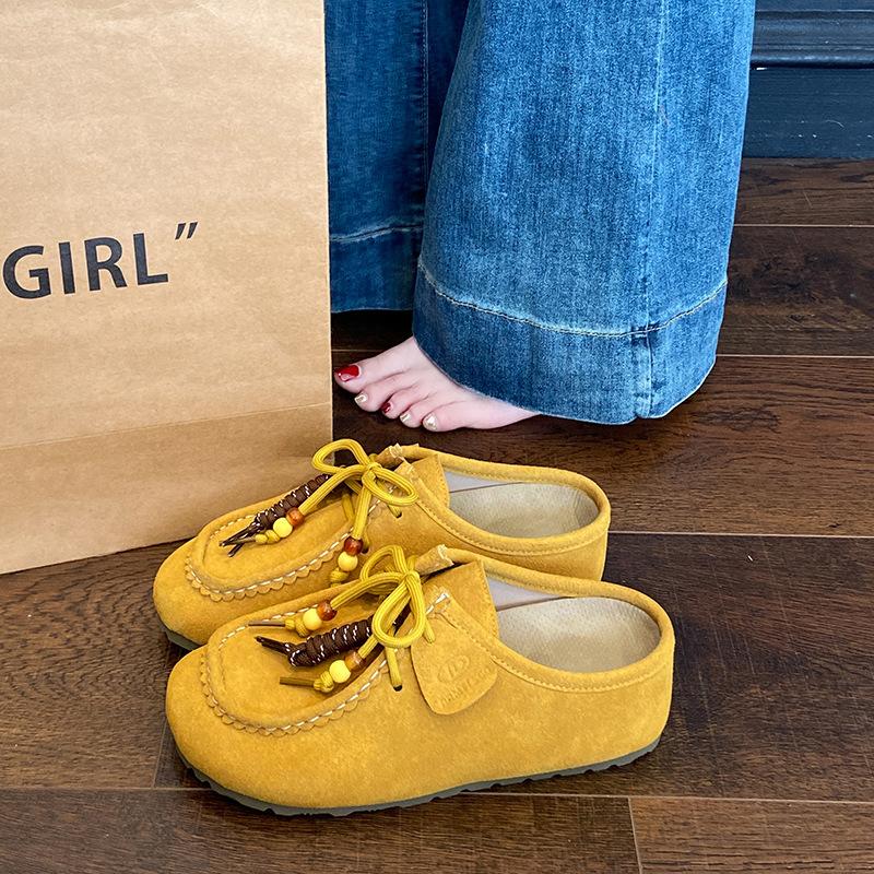 Inner height increase Birkenstock cool slippers women's summer outer wear 2025 new thick-soled one-pedal lazy bag head half slippers