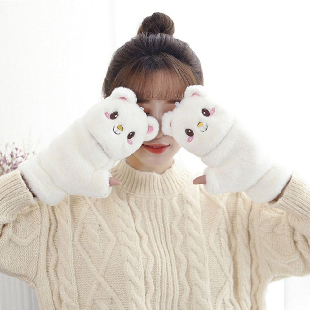 Fashion Plush Rabbit Fur Mittens Soft Winter Warm Warm Thick Gloves Comfortable Cute Plush Gloves Women