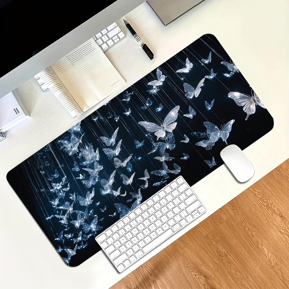 Glowing Blue Butterfly Fantasy Mouse Pad Smooth Thick Rubber Keyboard Desk Mat For Gaming Laptop Computer Desktop Peripherals