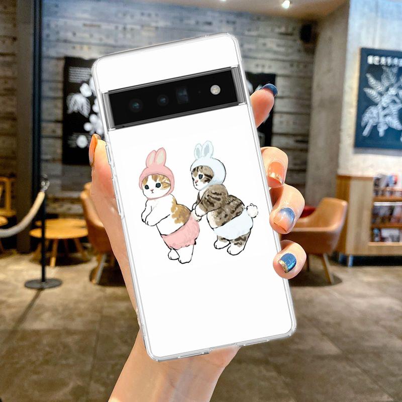 

Cute Cat Cartoon Phone Case Cover for Google Pixel 8 7 6 5 4 4XL Shockproof Silicone 7A 6A 5A 4A 3A 3AXLPro 5G Transparent Shell Pixel 4A