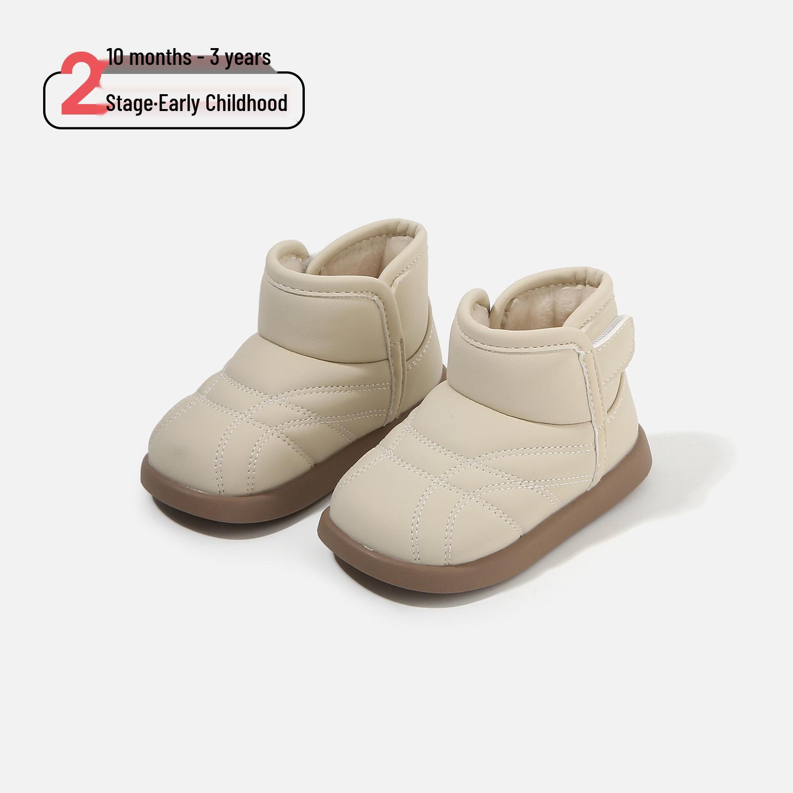 

2025 Winter Baby Walker Shoes: Soft Sole Snow Boots for Girls and Boys, Warm Cotton, Non-Slip Fashion Footwear. Factory order 120 pairs (16-20) бежевий