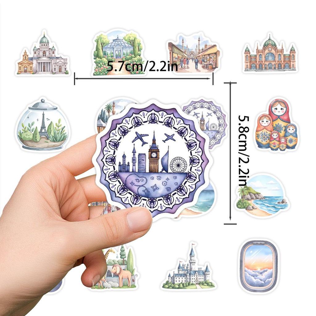 50 Waterproof Decorative Watercolor Doodle Stickers for Water Bottles, Phones, and Computers