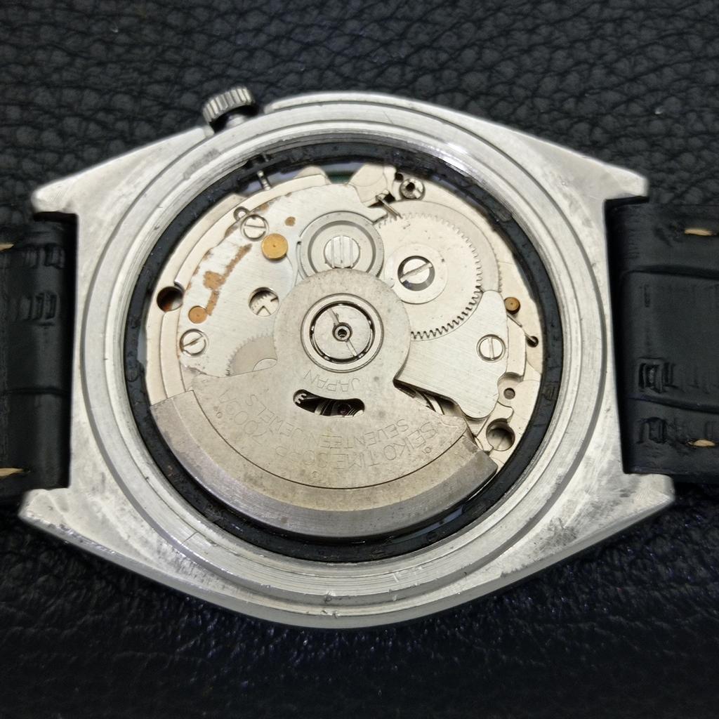 VINTAGE SEIKO 5 AUTOMATIC 7009A JAPAN MENS YELLOW COLOR DIAL WATCH a500073-2 R151a-a500073