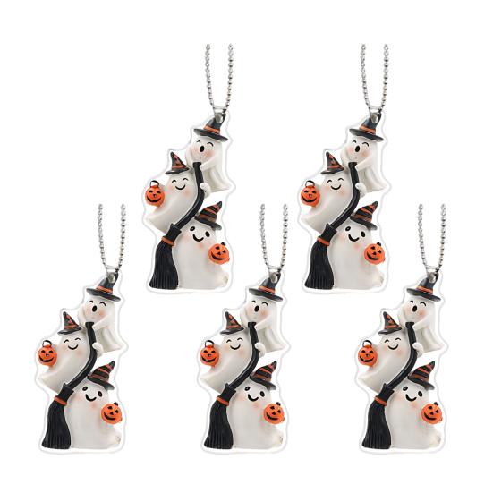 2/3/5/8/10Pcs Halloween Keychain Pendant 2D Spooky Ghost Pumpkin Design Acrylic Halloween Decoration Keychain Pendant