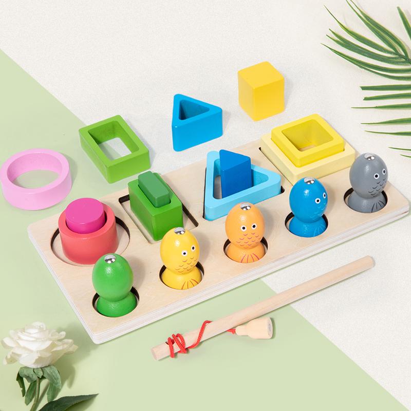 Montessori Wood Toys for Kids Wooden Sorting Stacking Toys for Baby Toddlers Educational Shape Color Sorter Preschool Kids Gifts