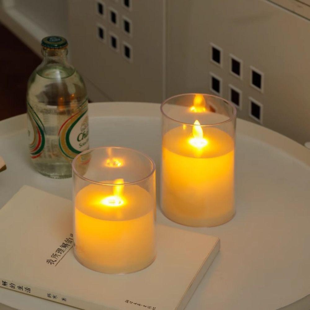 Simulation LED Flameless Candles Light Acrylic Night Light Candles Lamp  Festival Celebration