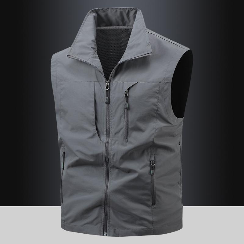 Stand Collar Vest Workwear Multi-pocket Vest Men's Vest Sleeveless