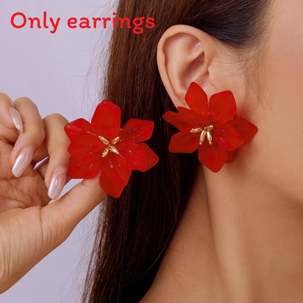 Womens Acrylic Floral Earrings Handmade Geometric Plant Flower Accessories