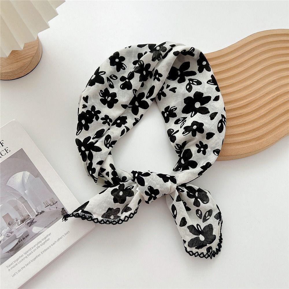 Floral Cotton Linen Print Scarves Scarf Hair Band Square Handkerchief  Scarf Accessories