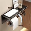 Wood Material Toilet Paper Roll Dispenser with Storage Tray Bathroom Tissue Roll Rack  Home