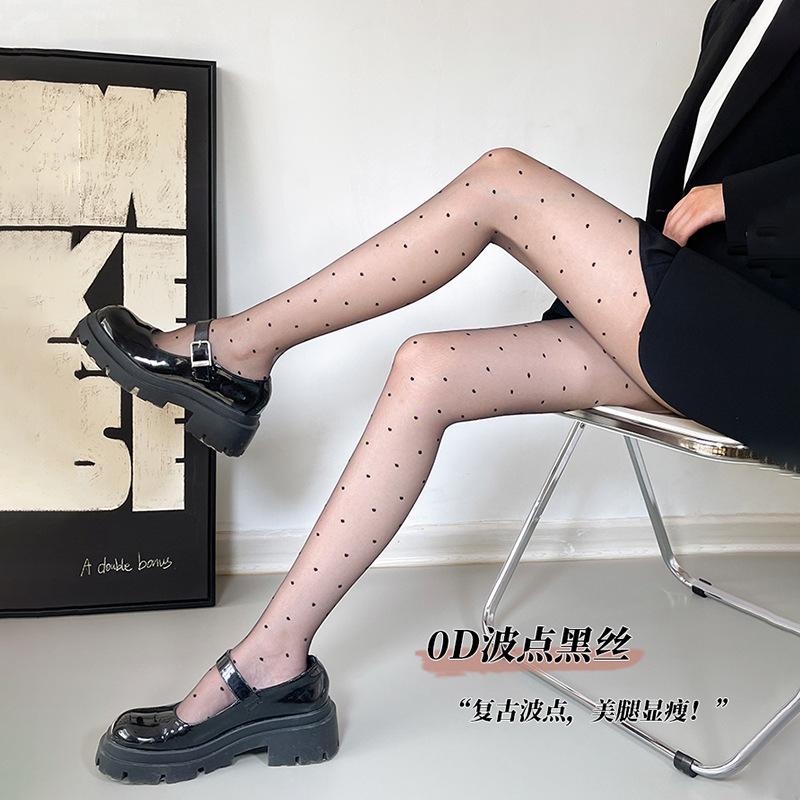 Polka Dot Black Pantyhose for Women, Spring/Summer Thin Anti-Snag Leg-Slimming Magic Tights, Sexy Slimming Non-Slip Pantyhose for Women