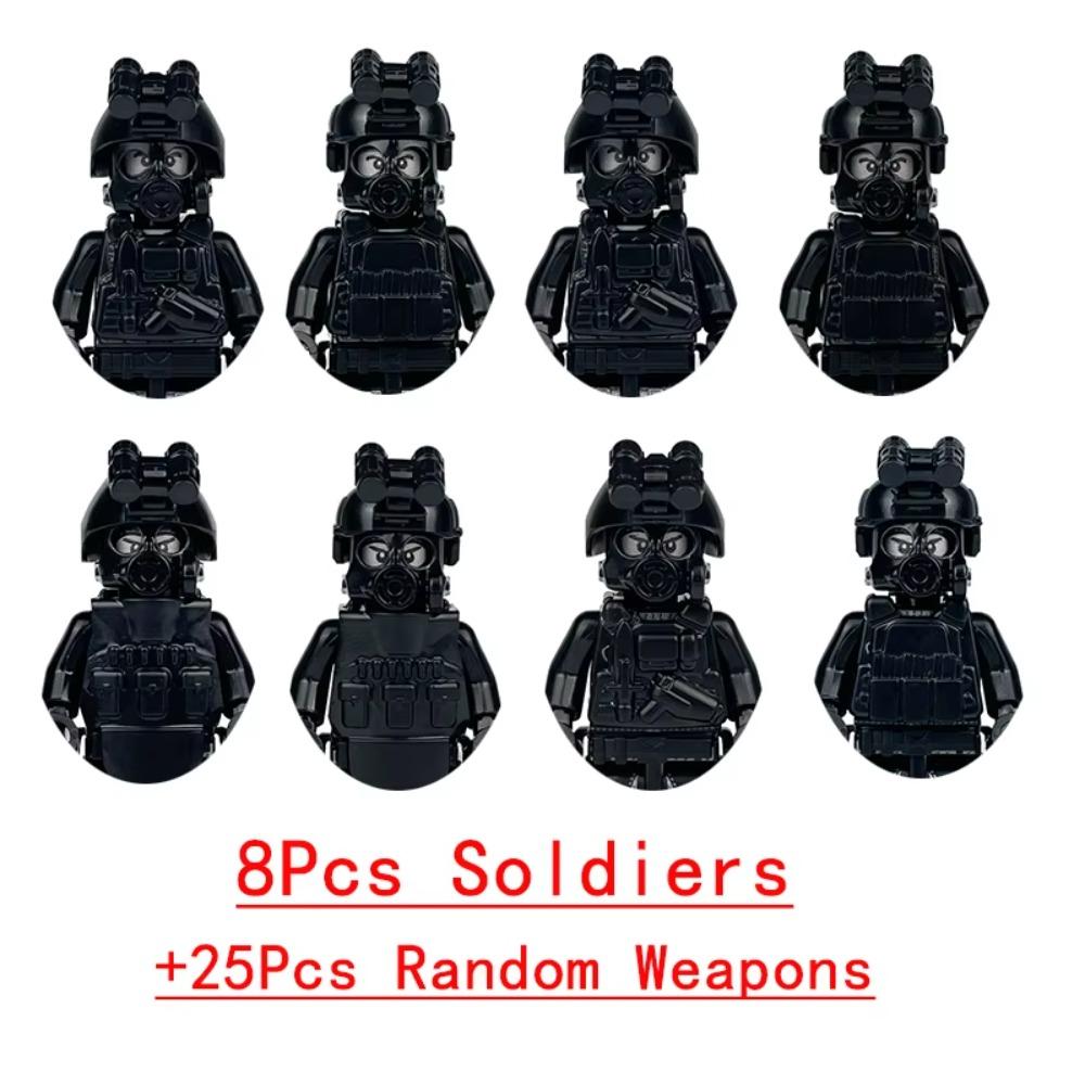25/50/100ks Vojenské zbraně SWAT Zbraň Dělo Voják Armáda Policejní klobouk Stavebnice Figurka Příslušenství Modelové kostky DIY Hračka