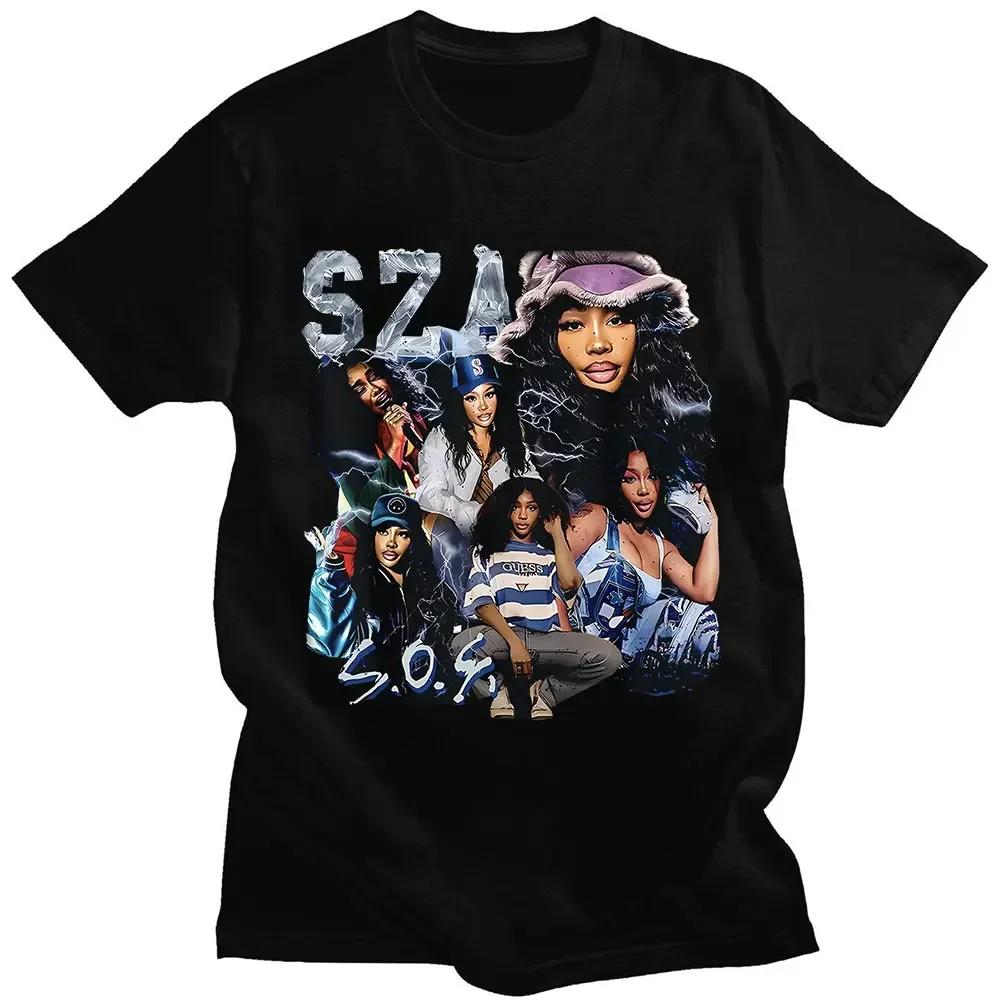Rapper SZA CTRL X SOS Album Print T Shirt Women Vintage Punk Hip Hop Harajuku Girls TShirt Fashion TShirt Female Unisex Top