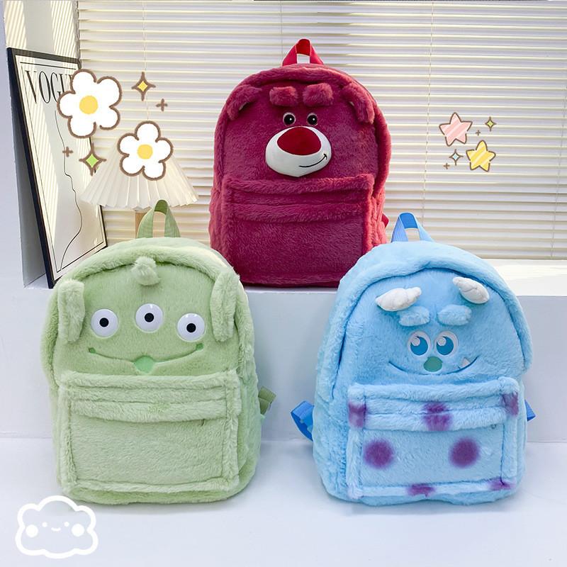 2023 New Summer Strawberry Bear Backpack Large Capacity Thickened Plush Cartoon Bag For Sweet Girls