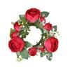 Artificial Rose Flower Candle Wreath Valentine's Day Candle Stand Rings for Pillars Wine Bottle Wedding Decoration