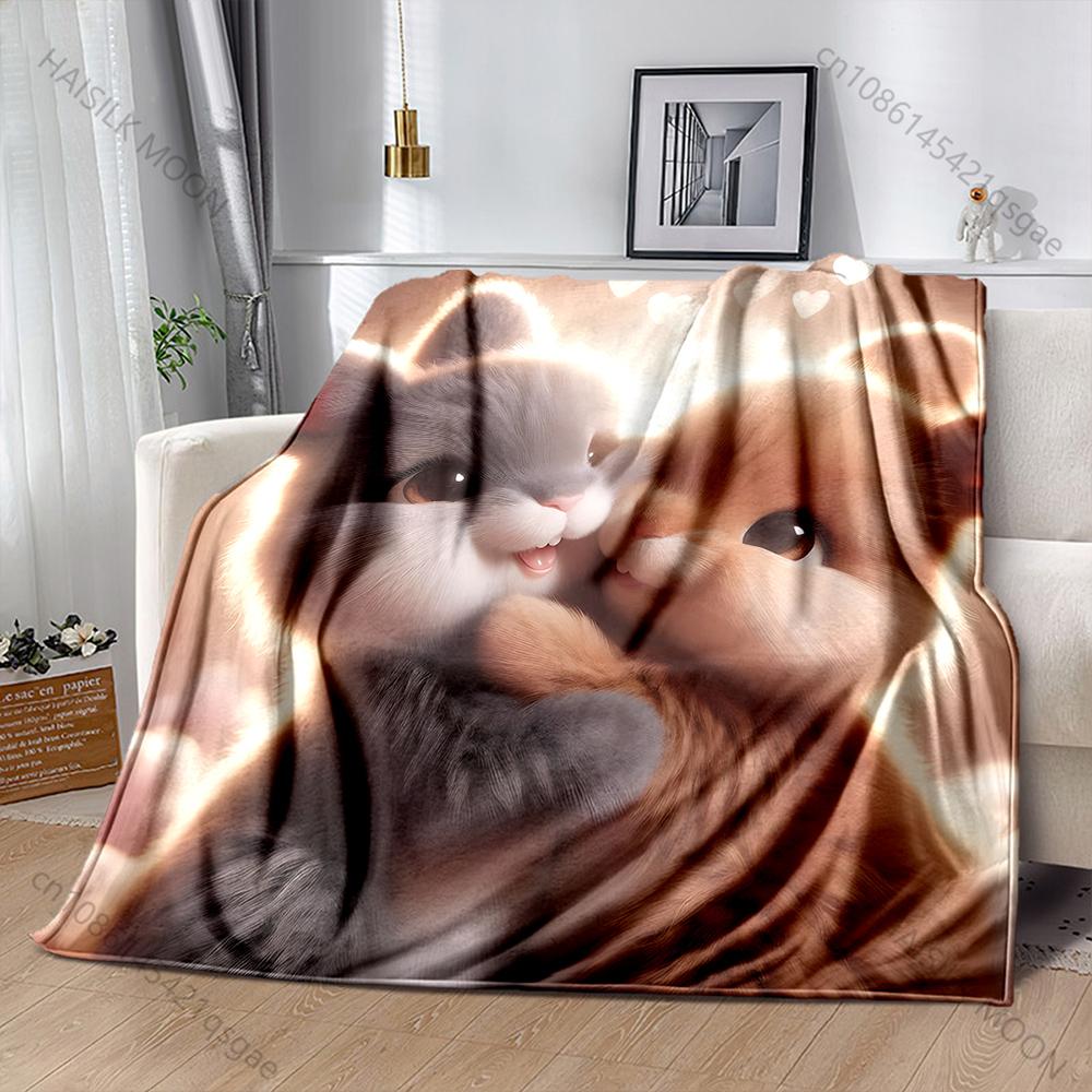 

Two cute rabbits Print Blanket Warm Soft Fluffy Kids Adult Luxury Gifts for Sofa Bed Home Outdoor Travel Camping RV Blanket 75x90cm