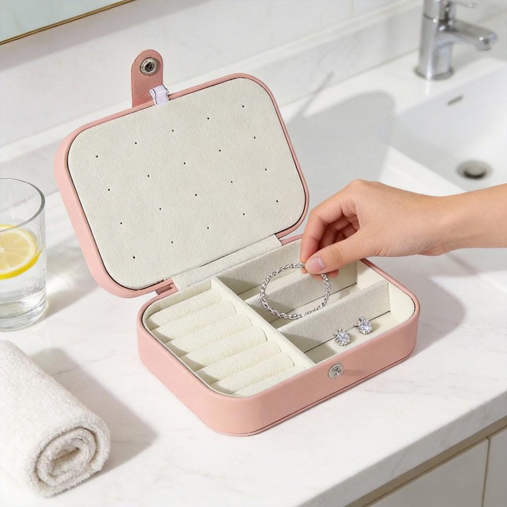 High End Jewelry Storage Box With Double Layers For Earrings Rings Necklaces And Bracelets