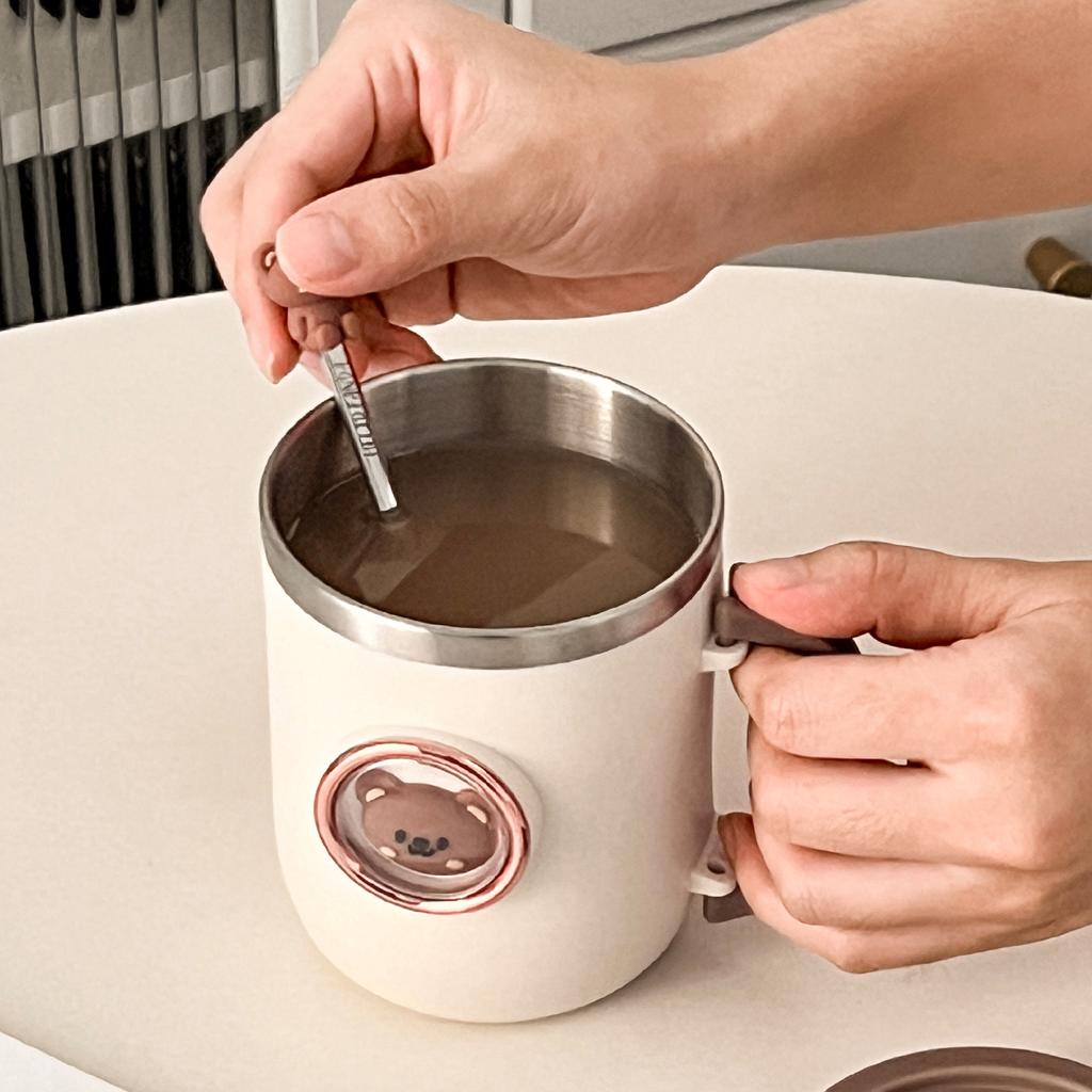 WORTHBUY Cartoon 316 Stainless Steel Mug 450ML Anti-scalding Water Cup With Lid For Kid Cute Drinking Cup Reusable Drinkware