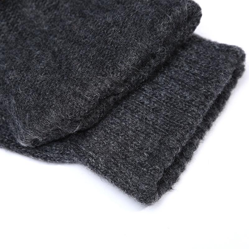 Herren Halb-Finger Strickwollhandschuhe - Warm, Dick, Einfarbig, Fingerlos zum Tippen