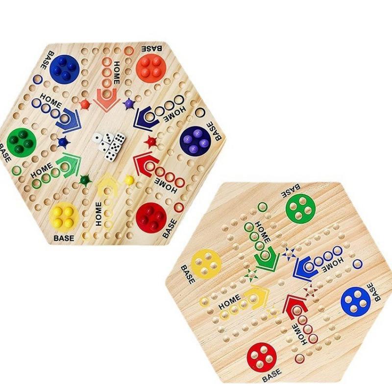 Brettspiel Doppelseitig Tischspiel Fliegendes Schach Bemaltes Lernspiel 4 und 6 Spieler Reisespiel Partygeschenke Familienspiele