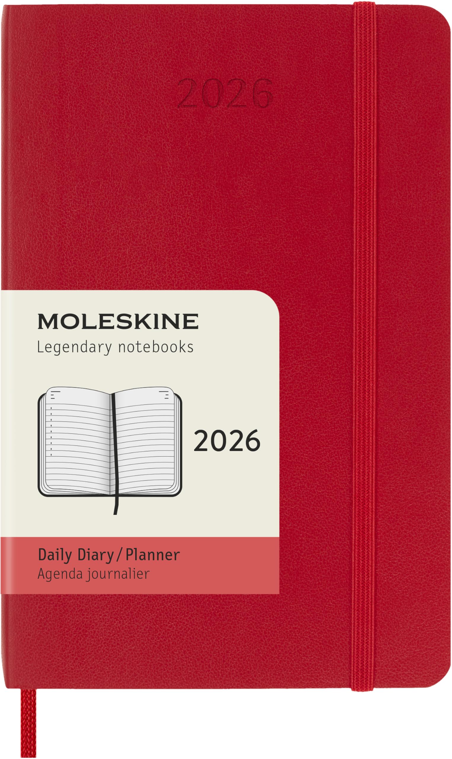

Moleskine 2026 Daily Pocket Size x Soft Scarlet Starting in January Planner, 12-Month Diary, (9cm 14cm), Cover, Red, DSF212DC2Y26,