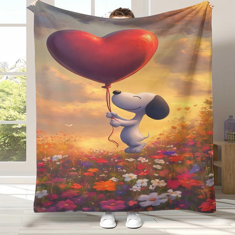 Cute Snoopy Dog Cartoon Flannel Blanket,Ultra Soft Warm Plush Throw for Home Bedroom Bed Sofa Cover Camping Picnic gift