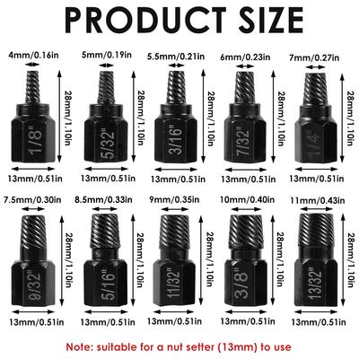 10/20Pcs Screw Extractor Kit Alloy Steel Damaged Screw Remover Metal Easy Out Drill Bits Broken Bolt Stud Remover Screw Extracto