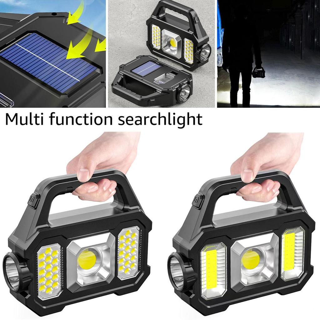 USB Rechargeable Flashlight Waterproof COB/LED Torch Light Portable Powerful Lantern Solar Light for Camping Hiking