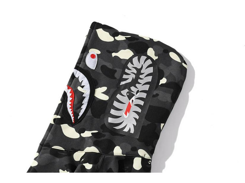 Grenzüberschreitendes Camouflage Bape Shark Leuchtendes Sweatshirt mit doppelter Kapuze
