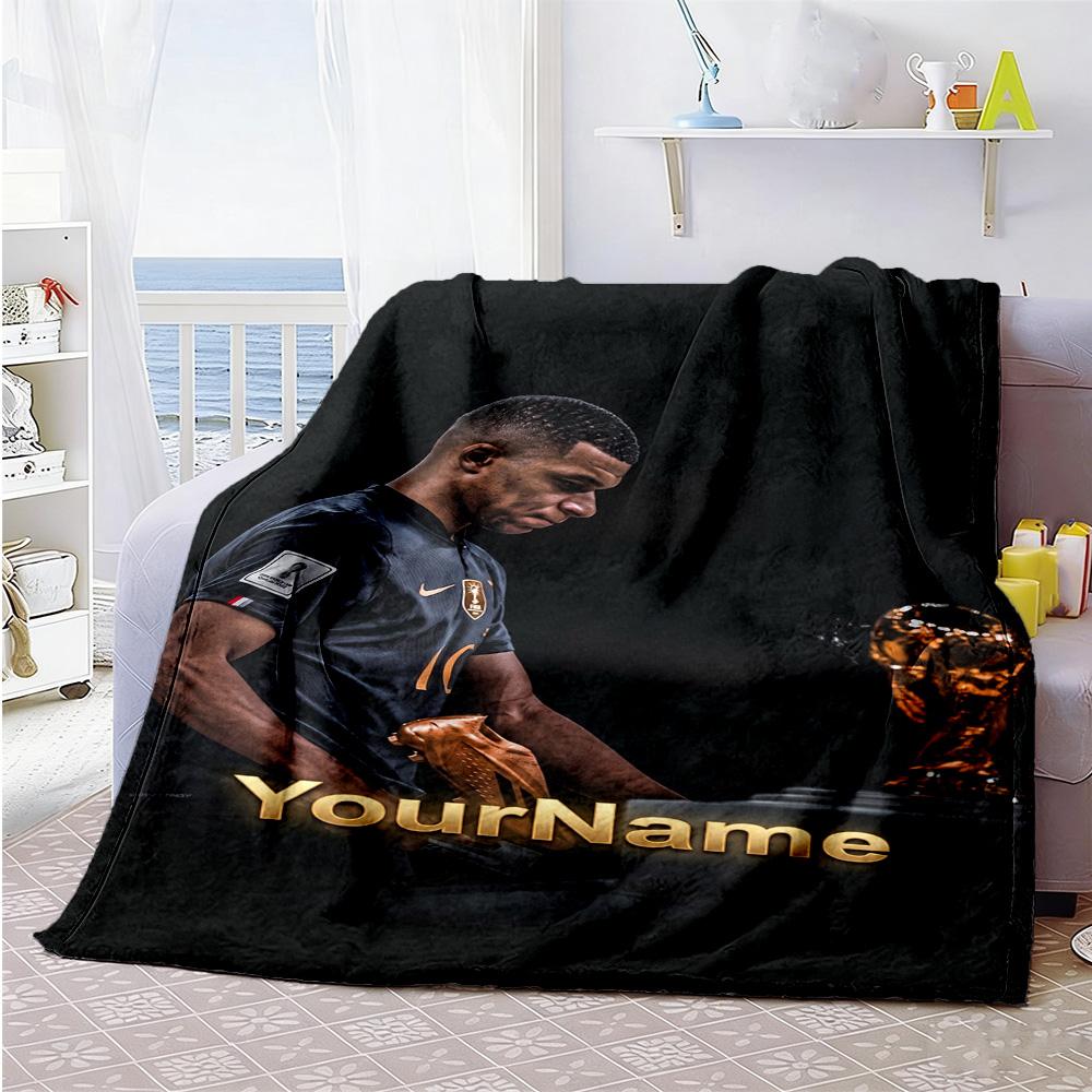 Mbappe 239 Customize Text Blanket Cozy Personalized Blanket Durable Comfort Perfect for Office Picnics Couch Nap Four Seasons Multipurpose