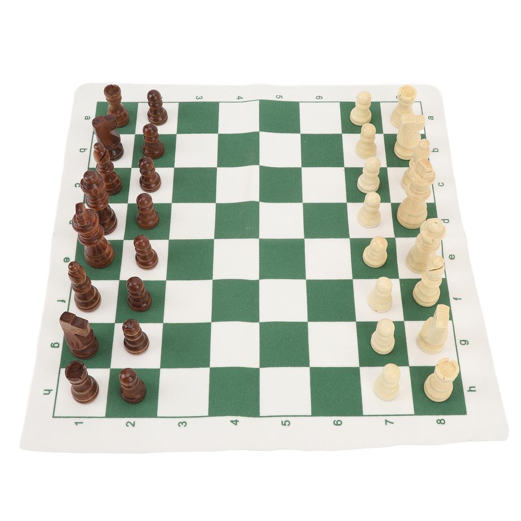 Chess Board Game Set   PU Lther Chess Board Wooden Chess Pieces Portable Chess Set with Storage Bag