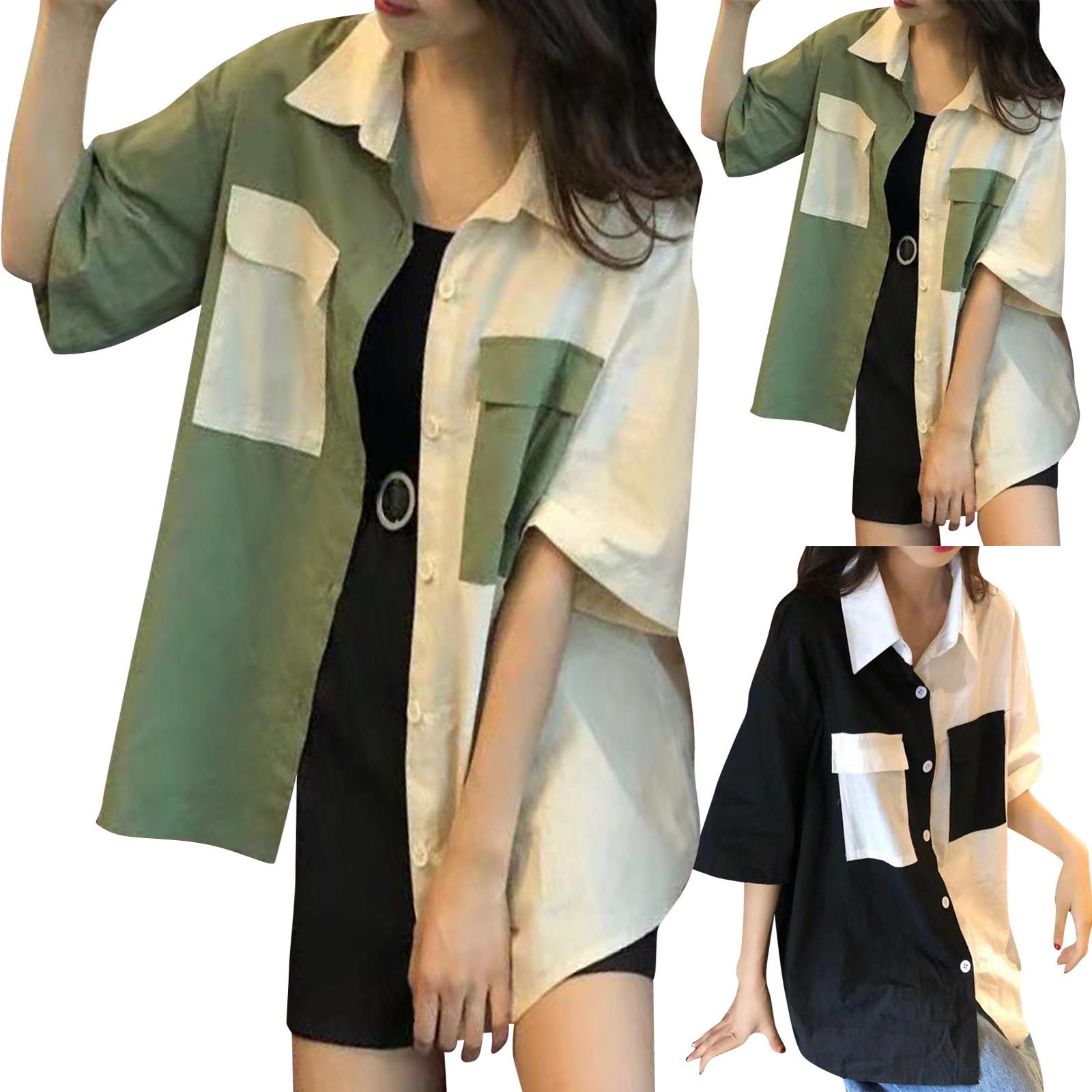 

Spring Daisy Short Sleeved Shirt Loose 3/4 Sleeve Shirt Casual Men s Work Coat