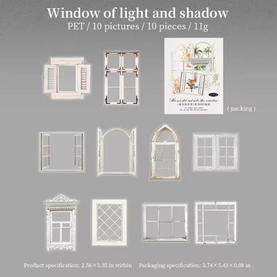 Window World Series Retro Garden Materials Collage PET Stickers Handmade Account Creative DIY Diary Stationery