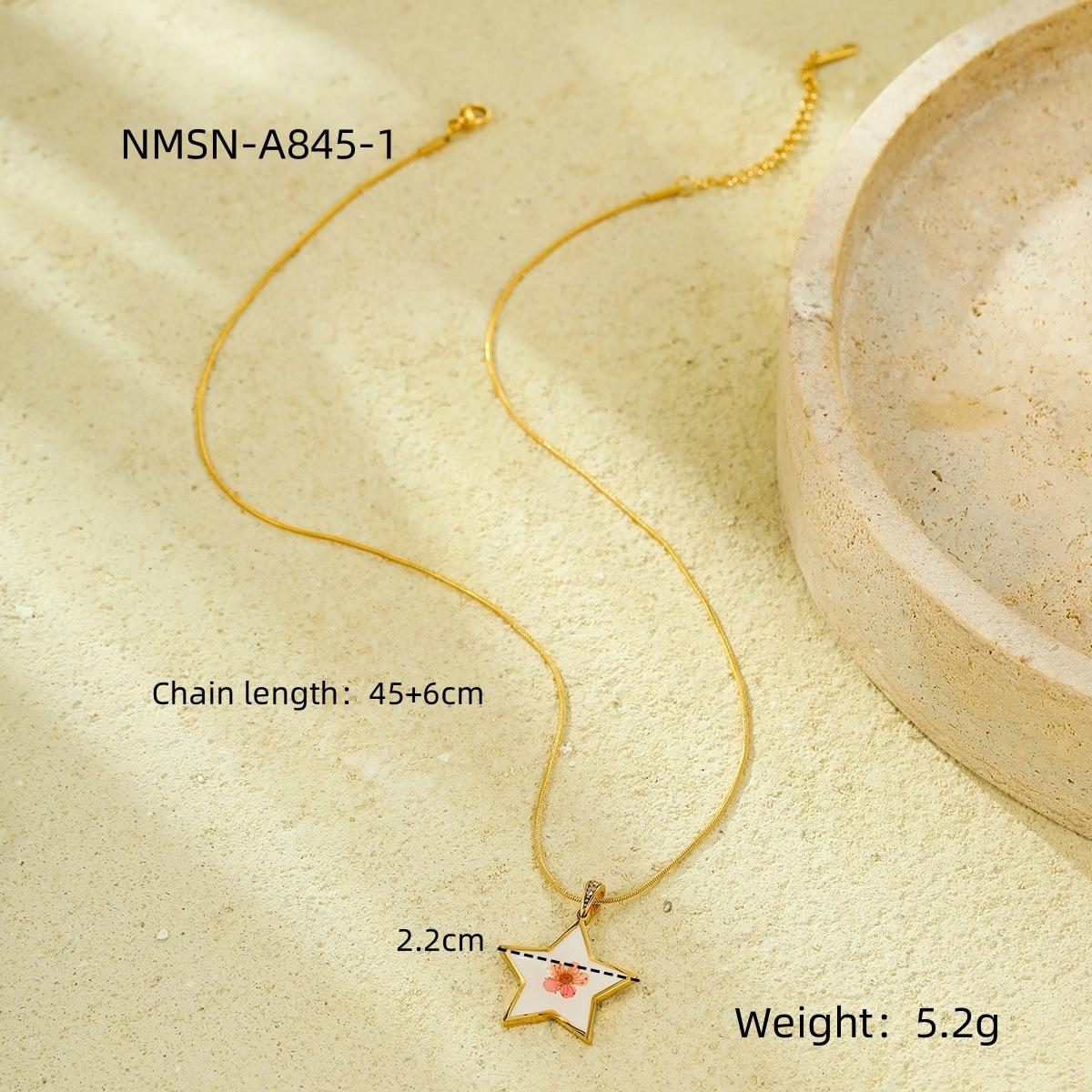GEMCHIC Women s Geometric Preserved Flower Resin Pendant Necklace Stainless Steel Chain for Daily Wear