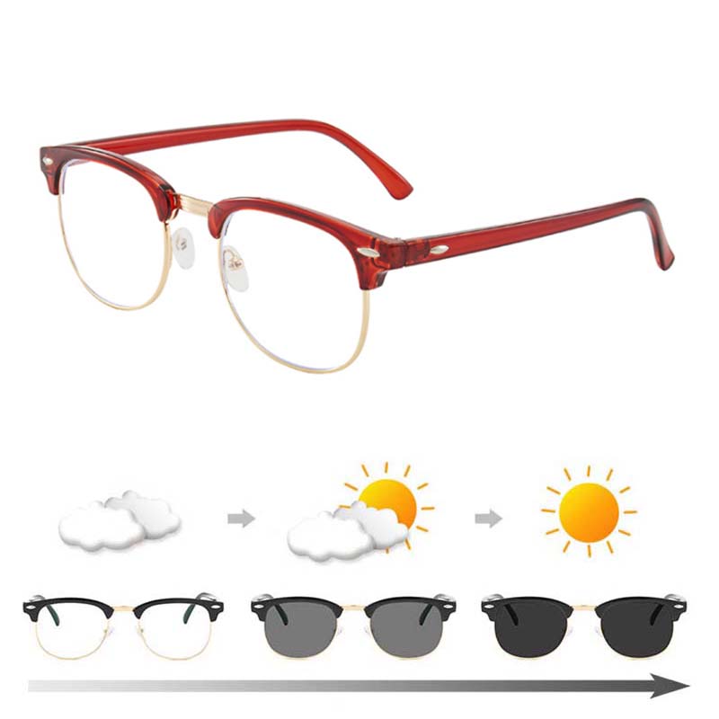 Hyperopia Diopter SPH 0 +0.5 +1 +1.5 +2 +2.5 +3 +3.5 +4 +4.5 +5 +5.5 +6.0 Half Metal Frame Photochromic Finished Reading Glasses
