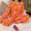 Conjunto de Pijama Fofo de Desenho Animado Feminino para Primavera e Outono: Conjunto de Duas Peças para Casa com Manga Longa, Calça Longa e Gola Redonda.