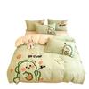 Cartoon Milk Velvet Four Piece Patch Embroidered Coral Velvet Quilt Cover Flannel Sheet Quilt Cover