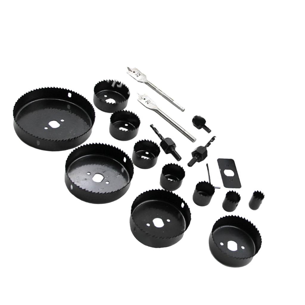 18Pcs Hole Saw Kit Bit Set Carbon Steel Power Tool Accessories with Box for Wood Metal Plastic