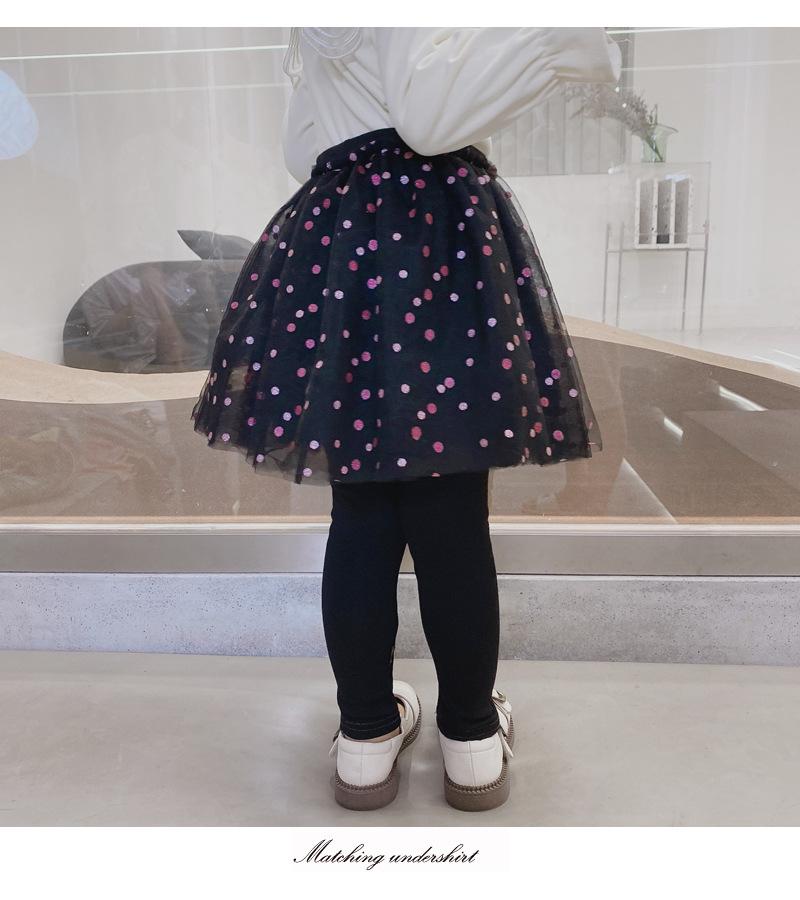 Children's Spring and Autumn Bottoms Girls Princess Dress Trousers False Two Pieces Fluffy Mesh Skirt Trousers 2-6year