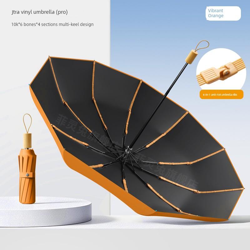 120-Rib Folding Manual Umbrella, Enlarged, Thickened, Reinforced, Men's Sunshade Umbrella, Sun Protection Umbrella, Dual-Use for Sun and Rain