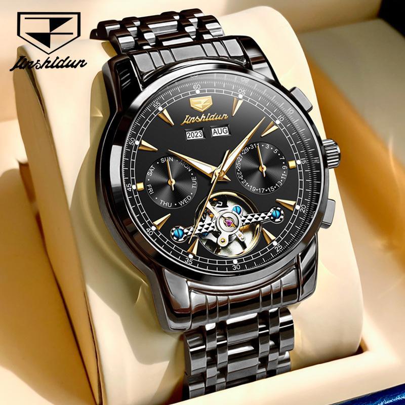 

JINSHIDUN новые мужские часы для бизнеса и отдыха, деловые водонепроницаемые светящиеся многофункциональные механические часы, высококачественные мужские часы