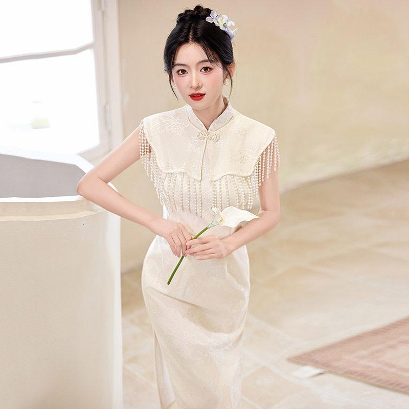 Lace sleeveless national style new Chinese Suzhou long cheongsam improved young 1011 new women's high-end dress
