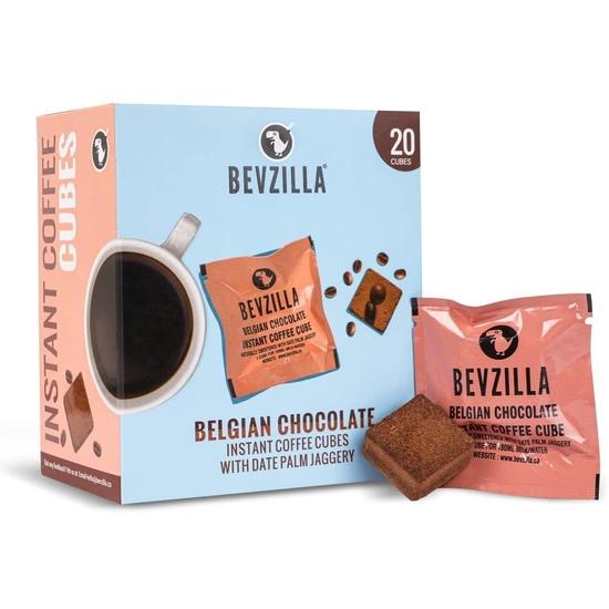 Bevzilla 20 Belgian Chocolate Instant Coffee Cubes | Made with Date Palm Jaggery & Arabica Beans | Enjoy Hot & Cold
